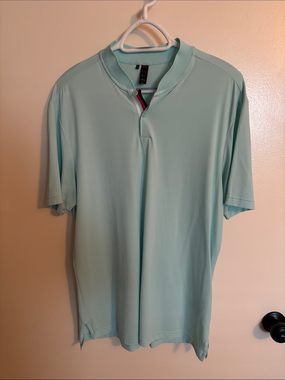 adidas Men's Light Mint Green Short-Sleeve Blade Collar Polo